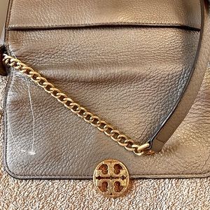 Tory Burch Taupe Heron Chelsea Convertible Shoulder Bag
